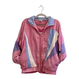 Vintage USA Olympics Track Jacket Pink Medium 80s 90s VTG Colorblock